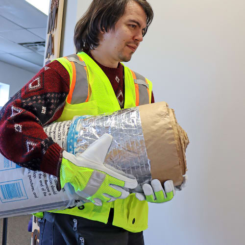 FrogWear Cl. 2 Hi-Vis Lime Mesh Polyester Surveyors Safety Vest, Contrasting Reflective, D-Ring Pass Through Opening