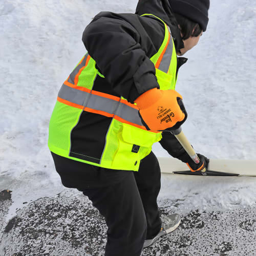 FrogWear Cl. 2 Hi-Vis Lime Mesh Polyester Surveyors Safety Vest, Contrasting Reflective, D-Ring Pass Through Opening