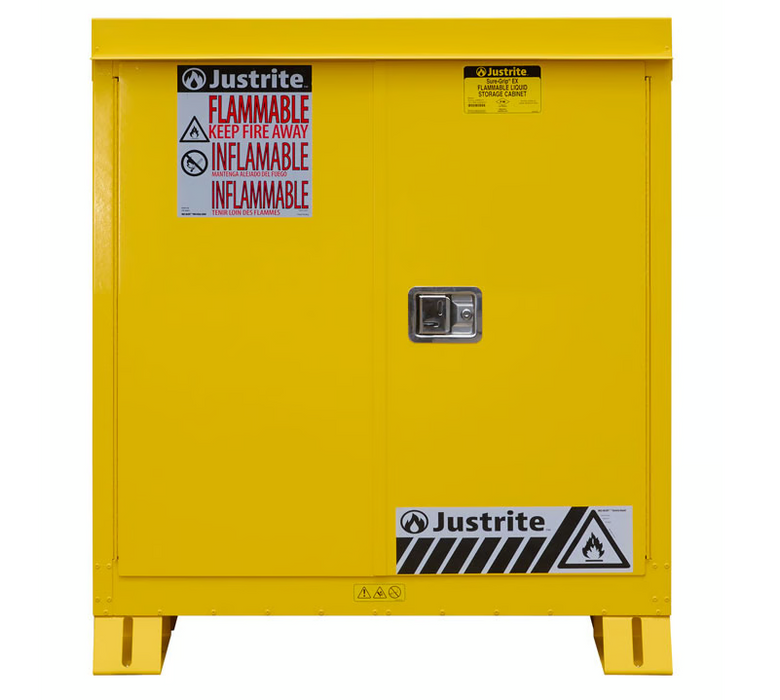 Outdoor Flammable Safety Cabinet - 30 Gallon, One Shelf, 2  Doors, Yellow