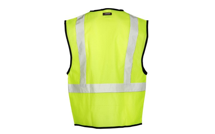 Single Pocket Zipper Mesh Vest, Hi-Vis Lime, ANSI Class 2