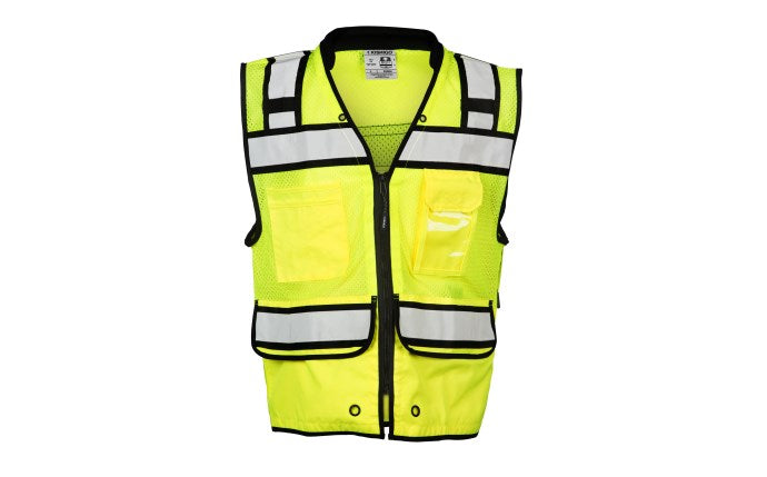 High Performance Surveyors Vest, Hi-Vis Lime, ANSI Class 2