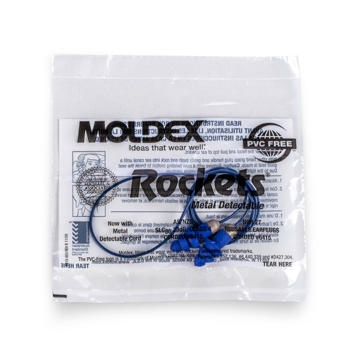 Rockets Metal Detectable Earplugs, Corded, NRR 27dB, 50 Pairs/Box