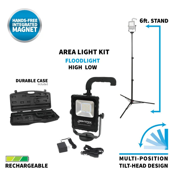 Scene Light w/Magnetic Base Kit w/6' Tripod & Carry Case, 1,000 Lumens , Li-Ion, Black