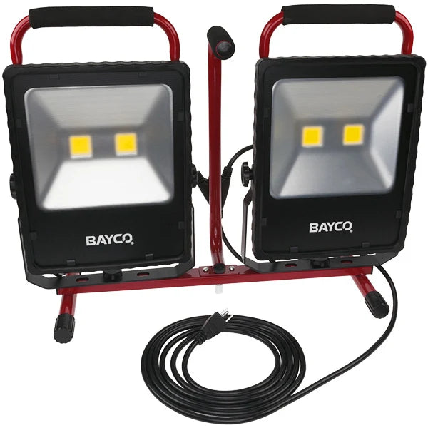 13,000 Lumen LED Dual Fixture Work Light on Tripod Stand, 12' 18/3 SJTW Cord