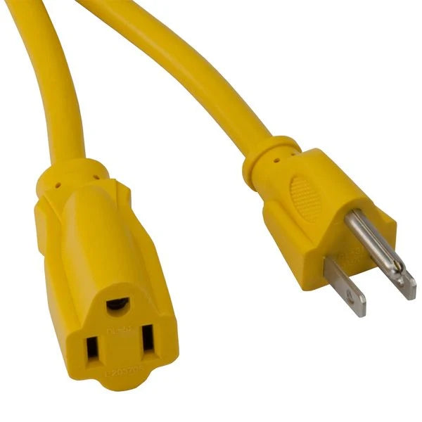 50' Extension Cord w/Single Outlet, 13amp, 16/3 Gauge, Yellow