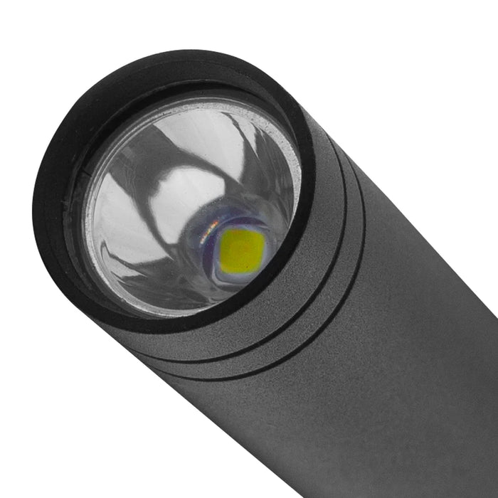 Metal USB Flashlight, Rechargeable Penlight, 300 Lumens, Li-ion, Black