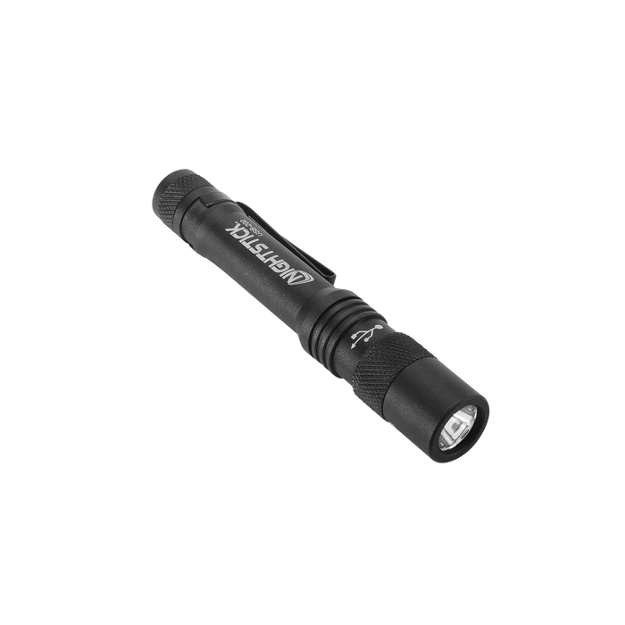 Metal USB Flashlight, Rechargeable Penlight, 300 Lumens, Li-ion, Black