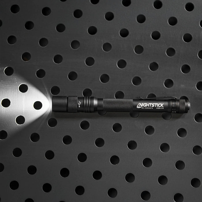 Metal USB Flashlight, USB-C Rechargeable Penlight, 500 Lumens, Li-ion, Black