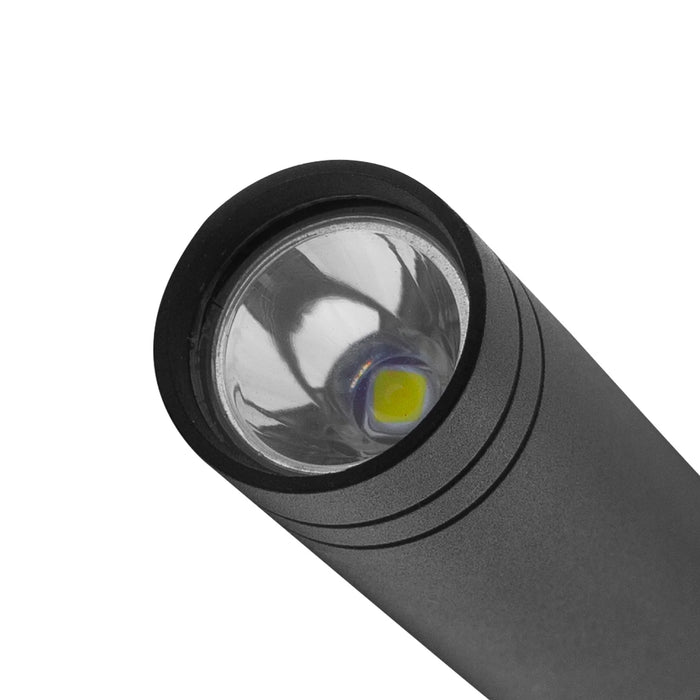Metal USB Flashlight, USB-C Rechargeable Penlight, 500 Lumens, Li-ion, Black