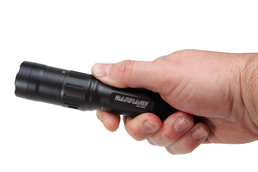 BARRAGE™ USB Tactical Flashlight, White Spot, Red Spot, Green Spot, Li-Ion, Black