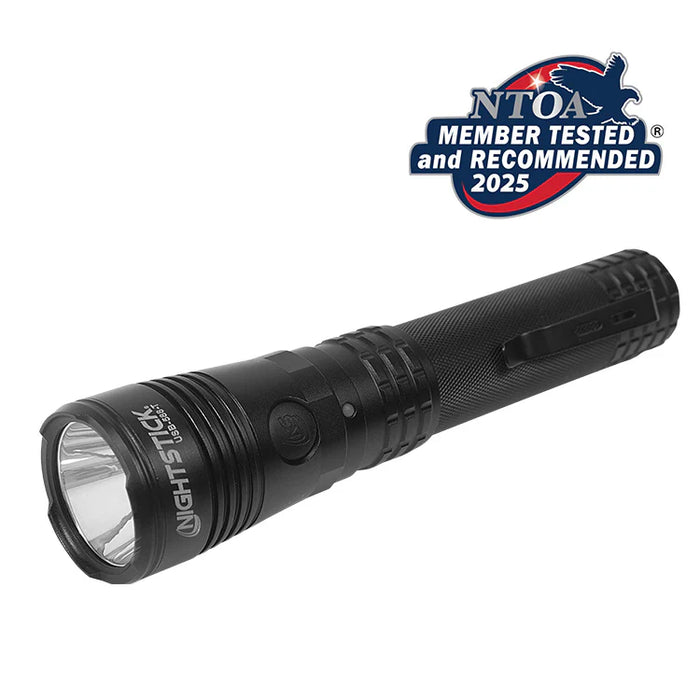 Turbo High Candela USB Dual-Light Tactical Flashlight, White Spot, White Flood, Li-Ion, Black