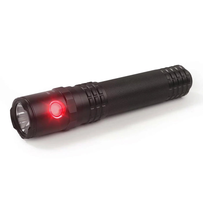 USB Dual-Light Flashlight, White Spot, Red Flood, Li-Ion, Black