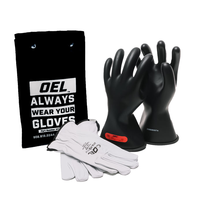 Class 0 Rubber Glove Kit, 11", Low Voltage (1,000V)