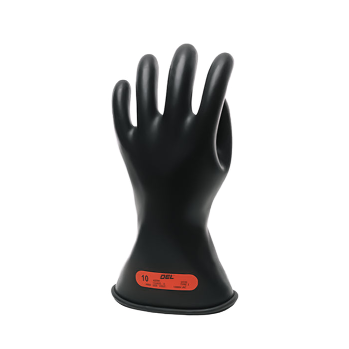 Class 0 Rubber Glove Low Voltage (1,000V), 11", Black
