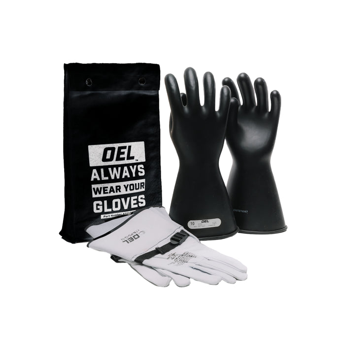 Class 1 Rubber Glove Kit, 14" Medium Voltage (7,500V), Black
