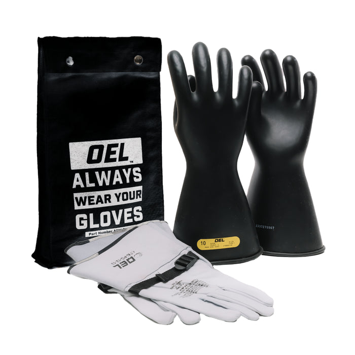 Class 2 Rubber Glove Kit, 14",  (17,000V), Black