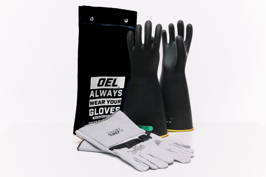 Class 3 Rubber Glove Kit, 16", (26,500V), Black