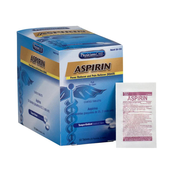 PhysiciansCare Aspirin Tablets,  325mg, 25 x 2/Box
