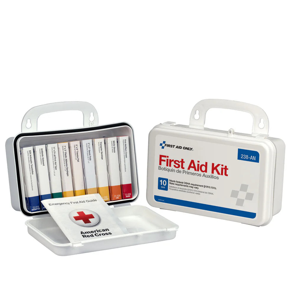 10 Unit First Aid Kit, Plastic Case, OSHA Compliant — Safety ...