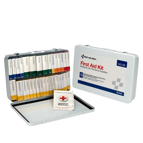 36 Unit First Aid Kit, Metal Case — Safety & Packaging Sales