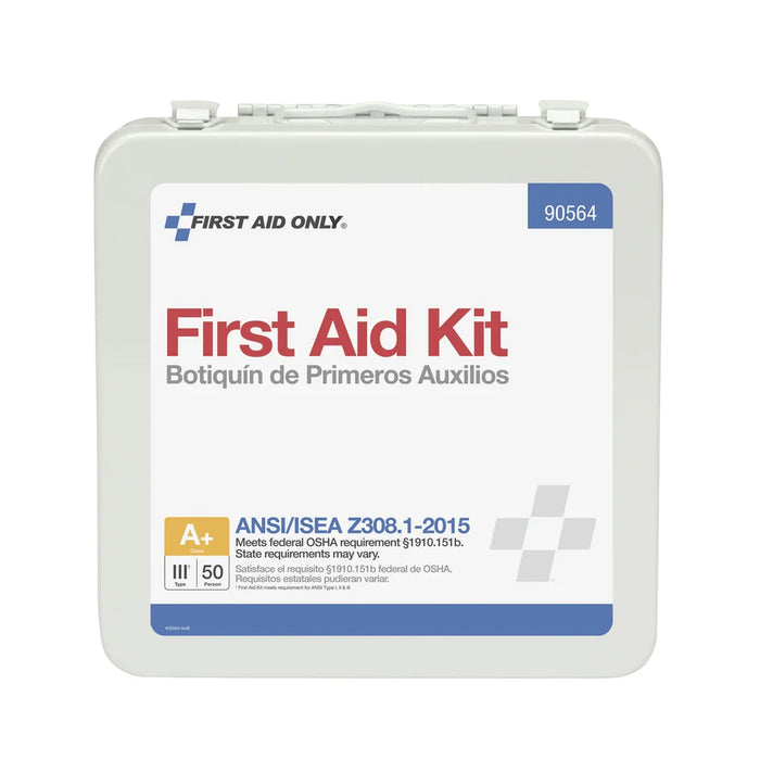 50 Person Bulk First Aid Metal Kit, Weatherproof ANSI A+, Type III, ANSI 2015 Compliant