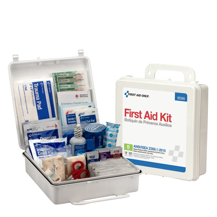 50 Person Bulk First Aid Kit, ANSI B, Type III, Weatherproof Plastic Case, ANSI 2015 Compliant