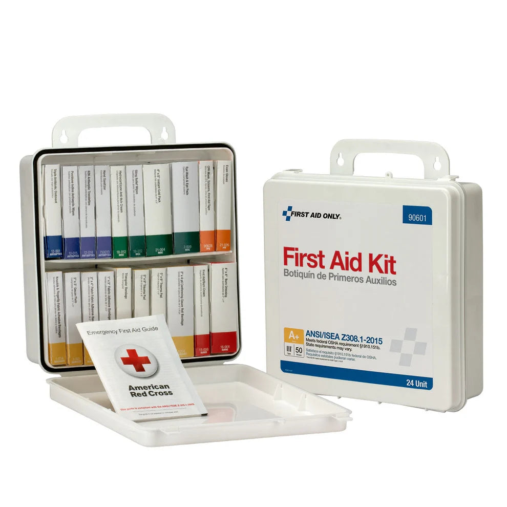 First Aid Display Unit 50 Person 24 First Aid Kit, Plastic, Weatherproof, Unit ANSI A+, Type ...