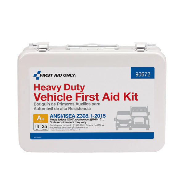 25 Person Vehicle ANSI A Metal First Aid Kit, ANSI 2015 Compliant