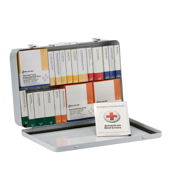 75 Person 36 Unit First Aid Kit, ANSI A+ Compliant w/Blood borne Pathogen Pack, Weatherproof Steel Case, Type III