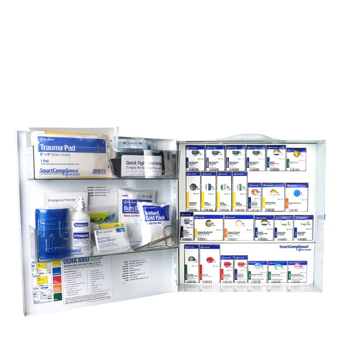 SmartCompliance Large Metal First Aid Cabinet with Medications for General Business, ANSI 2021 Class B