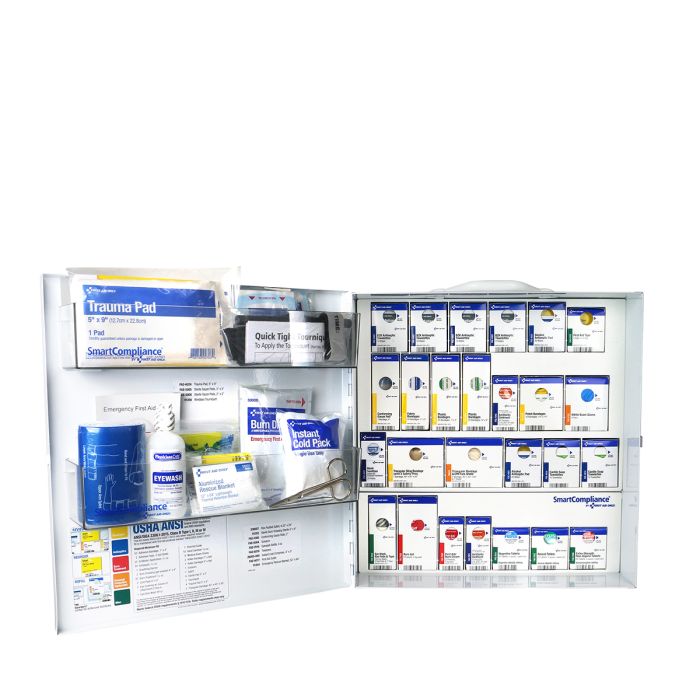 SmartCompliance Large Metal First Aid Cabinet with Medications for Food Service, ANSI 2021 Class B