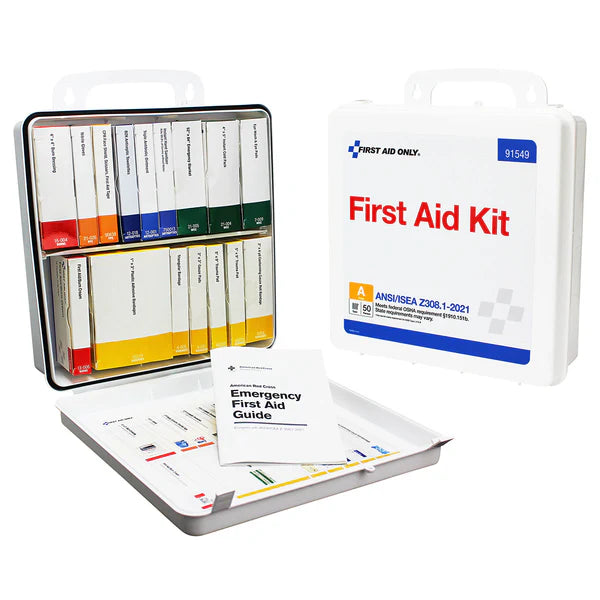 50 Person Transportation Unitized Plastic First Aid Kit, ANSI A, ANSI 2021 Compliant