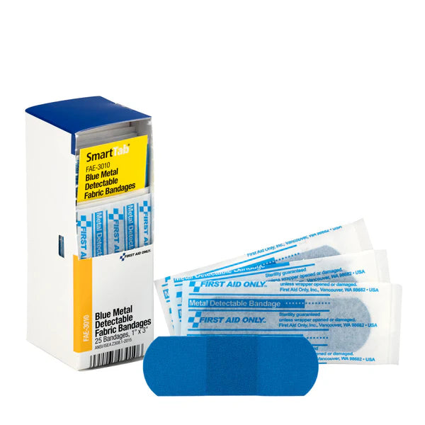 SmartCompliance Refill 1" x 3" Blue Metal Detectable Bandages, 25 / Box