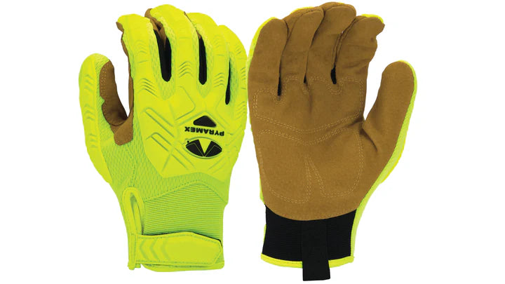 Genuine Leather Padded Leather Palm, Hook & Loop w/TPR Wrist Closure, ANSI/ISEA 105 Cut Level A5