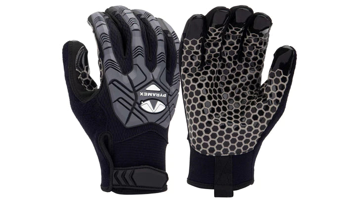 Synthetic Leather Silicone Palm w/Mesh Stretch Fabric Back for Comfort and Breathability, Hook & Loop with TPR Wrist Closure, Impact Protection on Fingers & Knuckles