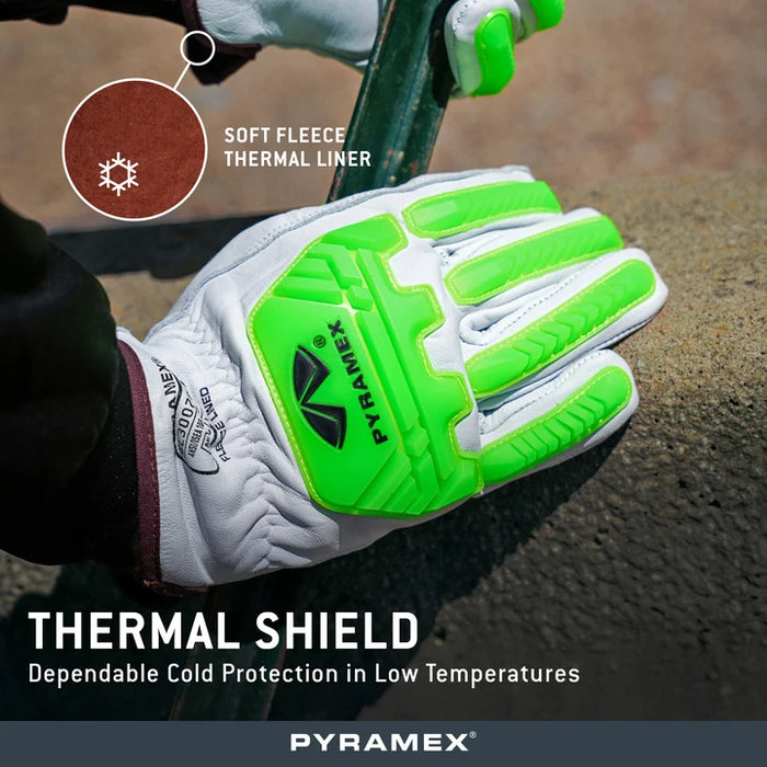 Premium Goatskin Driver, 360º HPPE Cut-Resistant Liner, Hi-Vis Lime TPR Impact Protection, Keystone Thumb, Fleece Liner, ANSI/ISEA 105 Cut Level A6