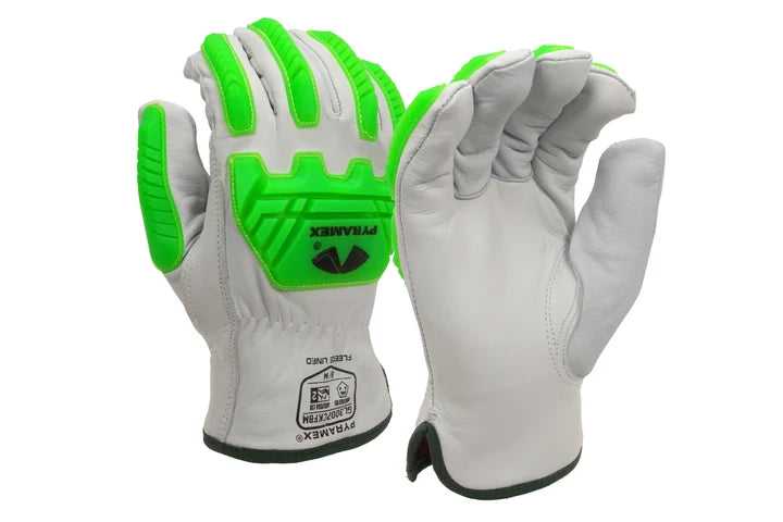 Premium Goatskin Driver, 360º HPPE Cut-Resistant Liner, Hi-Vis Lime TPR Impact Protection, Keystone Thumb, Fleece Liner, ANSI/ISEA 105 Cut Level A6