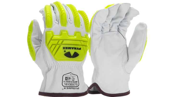 Premium Goatskin Driver, Hi-Vis Lime TPR Impact Protection, Keystone Thumb, ANSI/ISEA 105 Cut Level A7