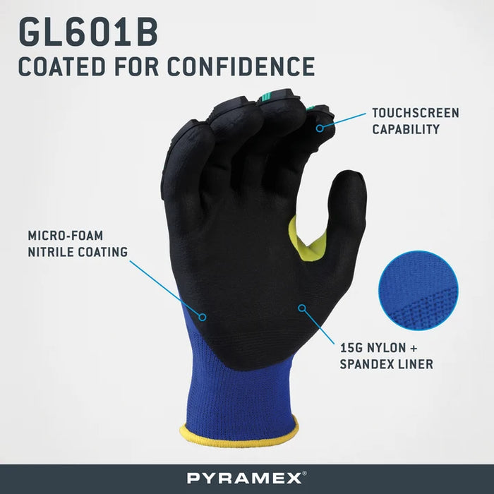 15g Liner, Micro‑Foam Nitrile Grip, Level 2 Impact Protection, Reinforced Thumb Saddle, Touchscreen Capable, Vend‑Packed