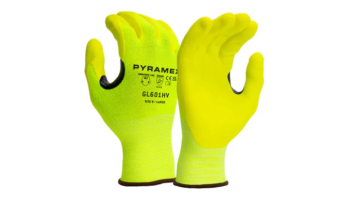 15g Hi-Vis Yellow Nylon Spandex Liner, Micro-Foam Nitrile Gloves