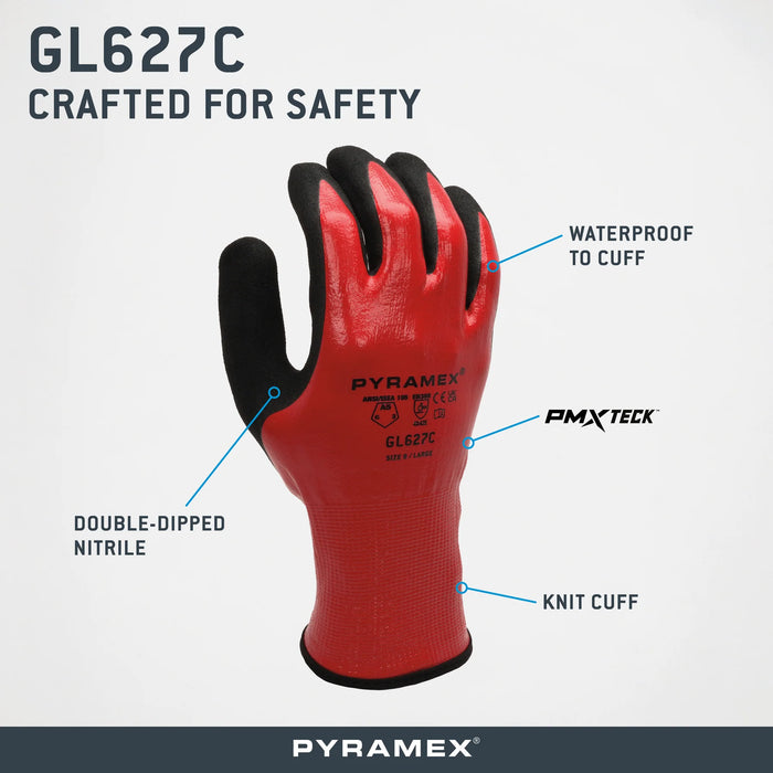 18g HPPE Blended Liner, Double-Dipped Nitrile, Waterproof Cuff, Touchscreen Capability, ANSI/ISEA 105 Cut Level A5