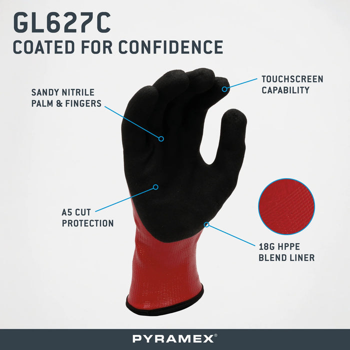 18g HPPE Blended Liner, Double-Dipped Nitrile, Waterproof Cuff, Touchscreen Capability, ANSI/ISEA 105 Cut Level A5