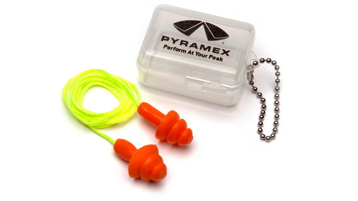 Reusable Earplugs, 3-Flanges of Flexible Rubber Form, Plastic Case - NRR 24dB