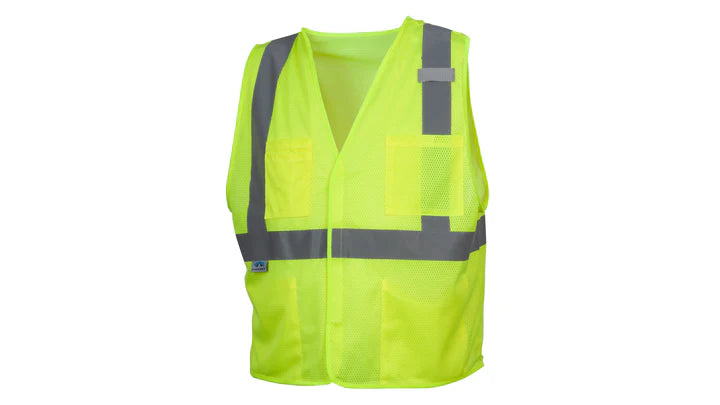 Class 2 Hi-Vis Safety Vest, 4 Pockets, Hook & Loop Closure