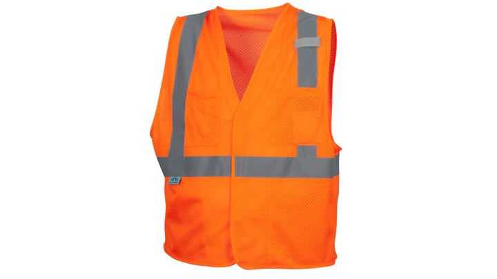 Class 2 Hi-Vis Safety Vest, 4 Pockets, Hook & Loop Closure