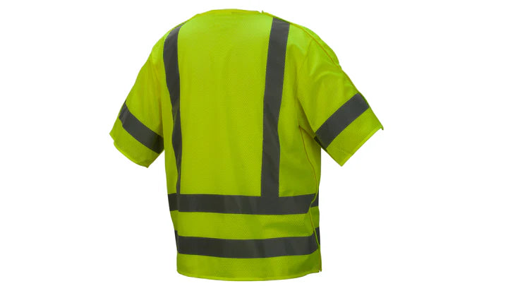 Class 3 Hi-Vis Lime Safety Vest, Hook & Loop Closure
