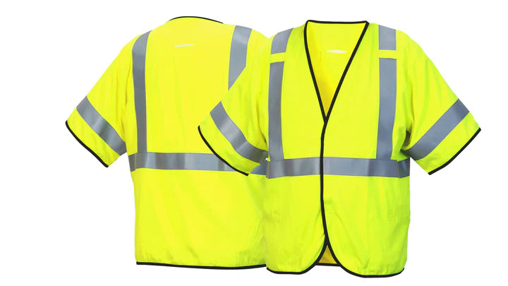 Class 3 Hi-Vis Lime Modacrylic Vest, 2" FR Silver Reflective, D-Ring Slot, Hook & Loop Front Closure