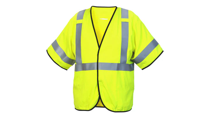 Class 3 Hi-Vis Lime Modacrylic Vest, 2" FR Silver Reflective, D-Ring Slot, Hook & Loop Front Closure