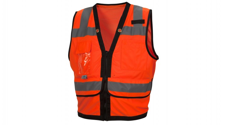 ANSI Class 2 Lime Hi-Vis Safety Vest, 9-Pockets, Zipper