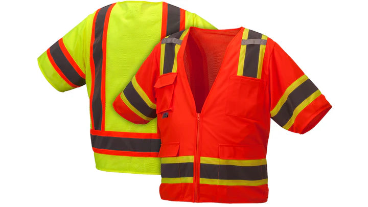 ANSI Class 3 Hi-Vis Safety Vest, 8-Pockets, Zipper